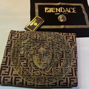NWT Fendace Sweater Jewel Studded Medusa Sweater Fendi Versace Luxury Clothing